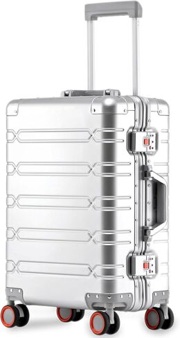 All Aluminum Carry On Luggage 22x14x9 Airline Approved，Zipperless Luggage Premium Aluminum Suitcase Luggage, Hard Shell Carry On Luggage with Spinner Wheels (silver, 20inch) in Kuwait