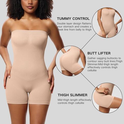 Narecte Women's Shapewear Bodysuit Tummy Control Butt Lifting Body Shaper Strapless Shapewear Corset Seamless Shapewear in Saudi Arabia
