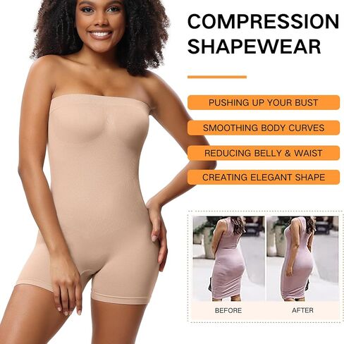 Narecte Women's Shapewear Bodysuit Tummy Control Butt Lifting Body Shaper Strapless Shapewear Corset Seamless Shapewear in Saudi Arabia