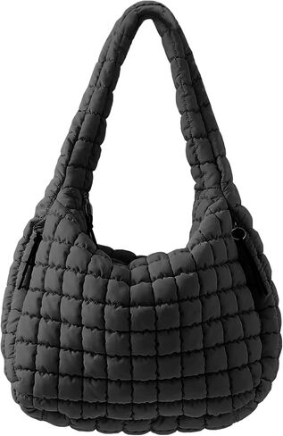 Puffer Quilted Shoulder Bag for Women Padding Shoulder Bag Puffy Hoho Bag Trendy Tote Bag 2024 in Saudi Arabia
