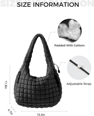Puffer Quilted Shoulder Bag for Women Padding Shoulder Bag Puffy Hoho Bag Trendy Tote Bag 2024 in Saudi Arabia
