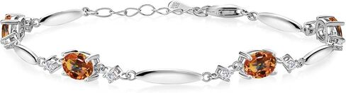 Gem Stone King 925 Sterling Silver Black Onyx and White Moissanite Tennis Bracelet For Women | 3.10 Cttw | Gemstone December Birthstone | Oval 7X5MM | 6 Inch + 1 Inch Extender in Saudi Arabia