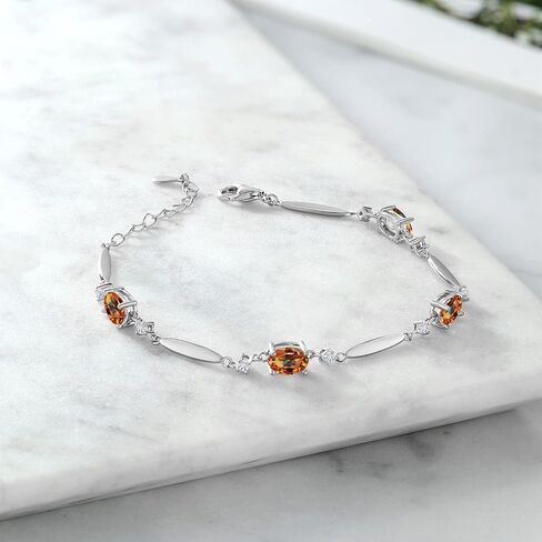 Gem Stone King 925 Sterling Silver Black Onyx and White Moissanite Tennis Bracelet For Women | 3.10 Cttw | Gemstone December Birthstone | Oval 7X5MM | 6 Inch + 1 Inch Extender in Saudi Arabia