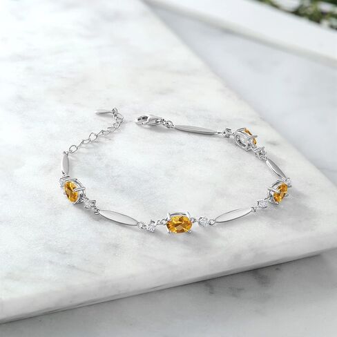 Gem Stone King 925 Sterling Silver Black Onyx and White Moissanite Tennis Bracelet For Women | 3.10 Cttw | Gemstone December Birthstone | Oval 7X5MM | 6 Inch + 1 Inch Extender in Saudi Arabia