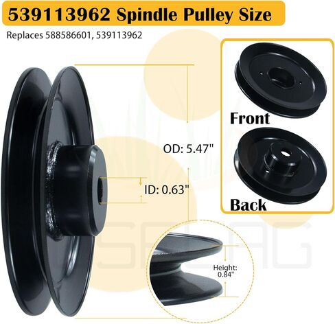 Pre-Greased 587125201 Spindle Replaces Husqvarna 587125201 Mandrel Assembly Husqvarna 539107515 Husqvarna 532174358, 532174356, 174356, 174358 for Husqvarna Z246 RZ4623 RZ46I RZ4623 Tractors in Kuwait