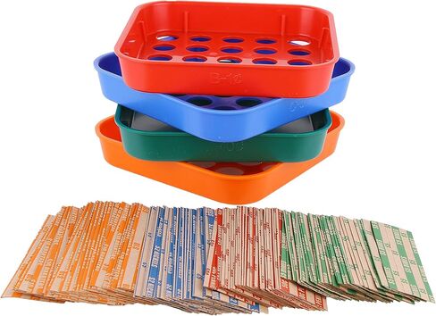 Coin Sorters Tray & Coin Counters – 4 Color-Coded Coin Sorting Tray Bundled with 24 Tubular Coin Roll Wrappers for US Coins in Kuwait