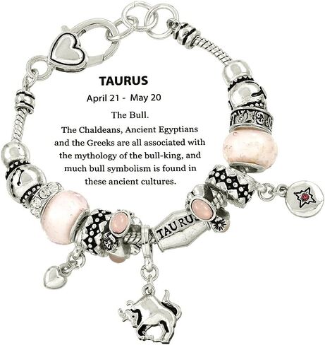 Falari Zodiac Charm Bracelet Multi-Color Slide Metal Murano Beads Silvertone in Saudi Arabia
