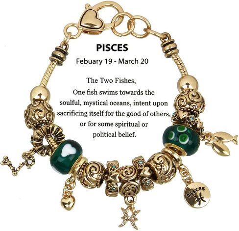 Falari Zodiac Charm Bracelet Multi-Color Slide Metal Murano Beads Silvertone in Saudi Arabia