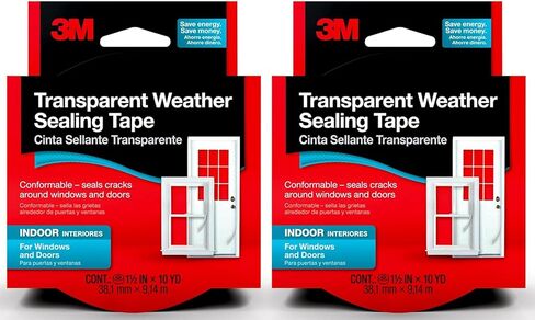 3M Transparent Weather Sealing Tape, 1.5" in x 30' ft, For Interior Windows and Doors, Moisture Resistant Tape, Helps Reduce Energy Loss, Seals Cracks, Made in the USA (2110NA) in Kuwait