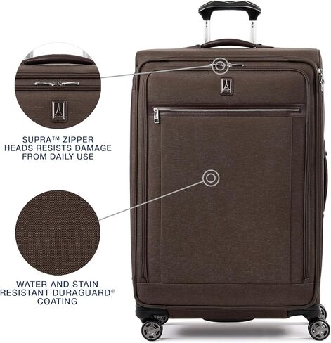 Travelpro Platinum Elite Softside قابلة للتوسيع على الأمتعة ، وحقيبة الدوار 8 عجلة ، وموانئ USB ، والرجال ، والرجال والنساء ، الظل الأسود ، تحمل على 21 بوصة in Kuwait