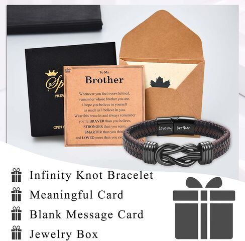Infinity Knot Bracelet Engraved Leather Bracelet Gifts for Son Grandson Nephew Brother Dad Husband, Easter Graduation Christmas Valentines Fathers Day Birthday Gifts for Boys Men Teens Him in Saudi Arabia