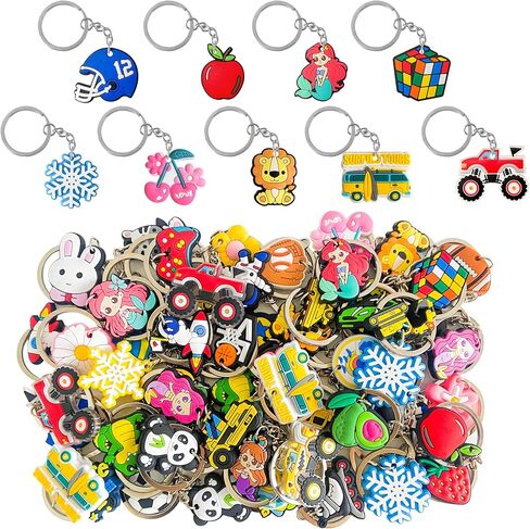 Jongdari Cute Keychains for Kids, Random Different Cartoon Assorted Mini Funny Backpack Key Chain Charms Bulk in Kuwait