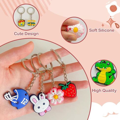 Jongdari Cute Keychains for Kids, Random Different Cartoon Assorted Mini Funny Backpack Key Chain Charms Bulk in Kuwait