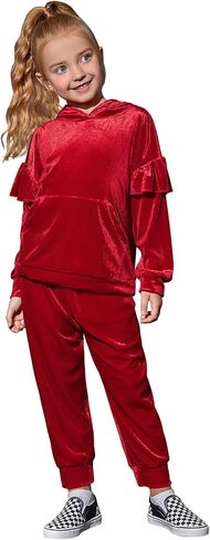 Mirawise Girls 2 Piece Sweatsuit Sweatpants Tracksuit Set Velour Long Sleeve Sweatshirt in Kuwait