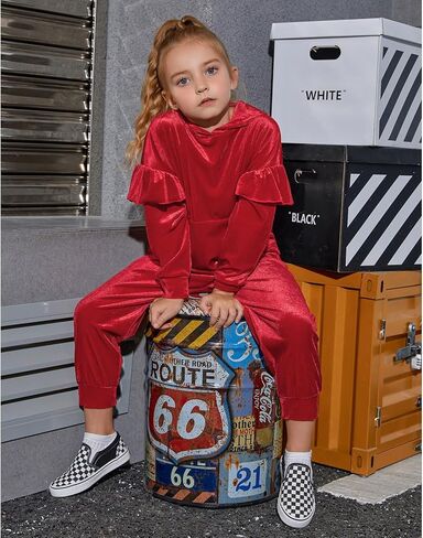 Mirawise Girls 2 Piece Sweatsuit Sweatpants Tracksuit Set Velour Long Sleeve Sweatshirt in Kuwait