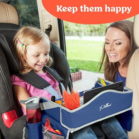 PILLANI Kids Travel Tray for Car - Car Seat Tray with Activity Sheets & Pens, Road Trip Essentials for Car & Airplane, Must Have Toddler Travel Lap Desk Accessories - Road Trip Activities for Kids in Saudi Arabia