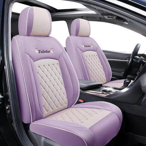 JielinKar Car Seat Covers Full Set Universal Auto Interior Accessories with Waterproof PU Leather for Cars SUV Pick-up Truck (Green-White) in Saudi Arabia