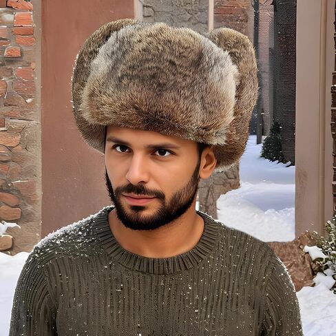 Men Winter Trapper Hat Russian Hat Unisex Cozy Plush Earflap Hat Windproof for Skiing Cycling Warm Faux Fur Hat in Kuwait