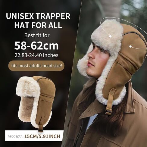 Faux Fur Trapper Hat Womens Winter Hats with Ear Flaps Ushanka Russian Hat for Men Cossack Hunter Cap Eskimo Ski Hat in Saudi Arabia