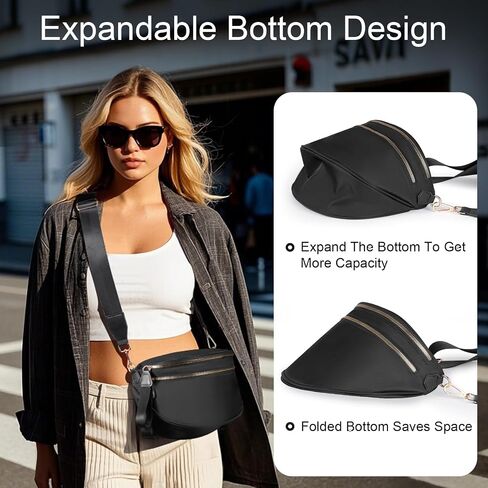 Bum Bags for Women Checkered Crossbody Bag with Removable Wallets Large Nylon Belt Purse Fanny Packs, Bonus with a Extra Strap in Kuwait