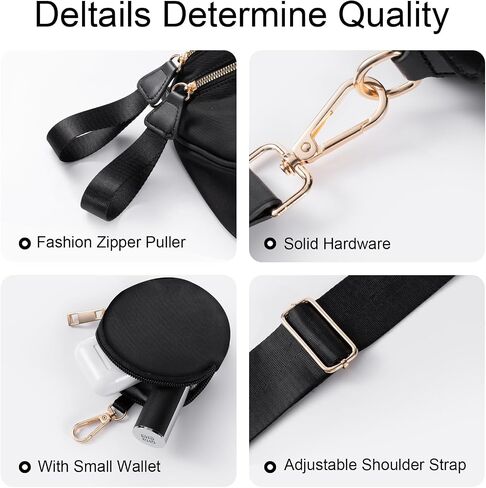Bum Bags for Women Checkered Crossbody Bag with Removable Wallets Large Nylon Belt Purse Fanny Packs, Bonus with a Extra Strap in Kuwait