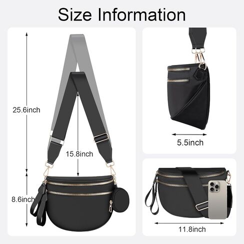 Bum Bags for Women Checkered Crossbody Bag with Removable Wallets Large Nylon Belt Purse Fanny Packs, Bonus with a Extra Strap in Kuwait
