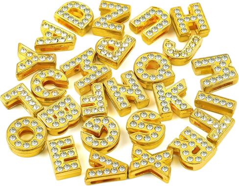 AUEAR 52 Pack Silver A-Z 8mm Full Rhinestone Slide Charms Crystal Alphabet Letter Charm Alloy for Bracelets Necklace Wristbands DIY Jewelry Making in Kuwait