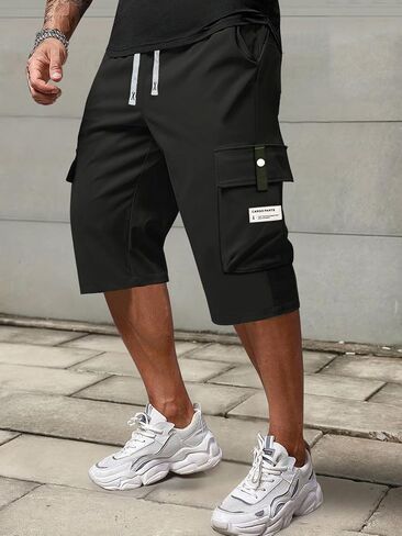 Men's Capri Pants Cargo Shorts Hiking Below Knee 3/4 Long Shorts Lightweight with Multi Pockets in Saudi Arabia