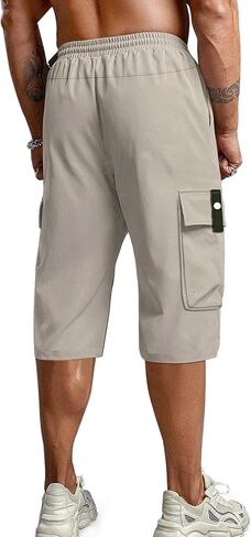 Men's Capri Pants Cargo Shorts Hiking Below Knee 3/4 Long Shorts Lightweight with Multi Pockets in Saudi Arabia