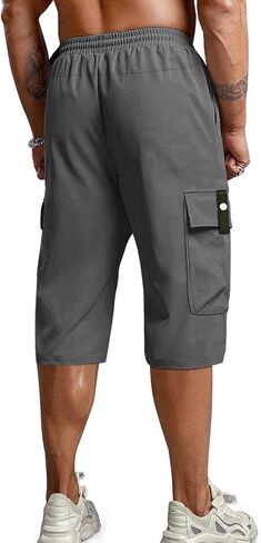 Men's Capri Pants Cargo Shorts Hiking Below Knee 3/4 Long Shorts Lightweight with Multi Pockets in Saudi Arabia