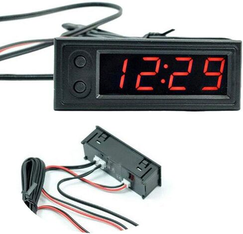 Car Temperature Clock Car Clock 12V 3 in 1 Thermometers Voltmeter Gauge Electronic Clock LED Digital Display LCD Screen Thermometer Voltmeter LED Auto Gauges Electronic Clock in Saudi Arabia
