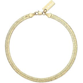 مجموعة خلخال مطلية بالذهب 14K - Herringbone و Flat Mariner و Rope Chain