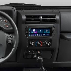 Carplay Android 13 Double Din Car Stereo Radio GPS WiFi BT 2+32GB متوافق مع Cherokee Wrangler Chrysler ، 6.86 بوصة راديو شاشة تعمل باللمس مع كاميرا احتياطية آلية Android اللاسلكية ، GPS ، FM