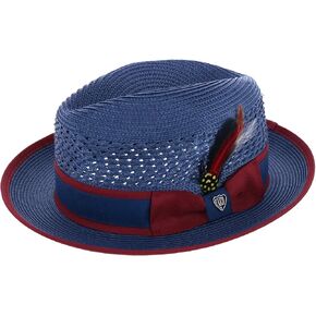 ريشمان براذرز قبعة Polybraid Fedora Hat مع شريط وريش الحصار الإجمالي
