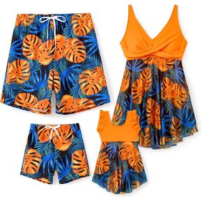 PATPAT Family Matching Summer Swimwear, Women One-Piece Swimsuit, Men Swim Trunks, Boy Board Shorts, Girl Bathing Suit