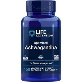 Life Extension Optimized Ashwagandha, 150 Veg Caps - Non-GMO, Gluten Free, Vegetarian Capsules