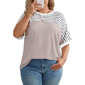 LUYAA Womens Plus Size Tops Short Sleeve Summer T-Shirts Crewneck Loose Casual Tunic Blouse L - 5XL