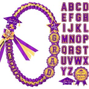 Jenpen Graduation Leis Class of 2025 Grad Ribbon Double Loved Necklace Handmade Honor Cords for College Congrats Grad Gifts Party Gifts Accessories