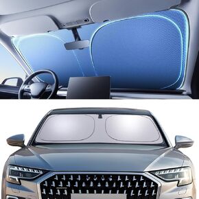 Ice Crystal Blue Car Sunshade for Windshield - UPF50+ Reflective Heat Shield with Cooling Technology, 3-Second Install Foldable 240T Material Sun Shade Visor Medium (55.9" L x 29.5" W)