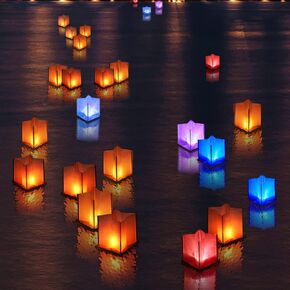 10Pack 6"Paper Floating Candle Lantern,Wooden Water Lanterns with Candles,Outdoor Patio Decor for Pool Parties,Wedding,Memorials,Garden (10Lanterns with Candles)