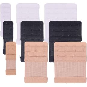 GLOBLELAND 9Pcs Women's Bra Extenders 2 Hook / 3 Hook/4 Hook Bra Extension Bra Strap Extenders Stretchy Bra Extension Strap for All Bras (Skin White Black)