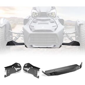 A & UTV PRO Ryker Aluminum Radiator Protector & Splash Guards Kit for Can Am Ryker Parts All Models, Front A-Arm Lower Skid Plate Bumper Guards Accessories, Replace OEM #219400863, 219400999, Black