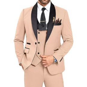 3 Piece Mens Tuxedo Suit Set Slim Fit Men Wedding Prom Party Suits Blazer Pants Shawl Collar Dinner Double Breasted Suit Set