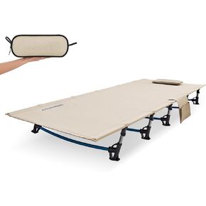 Folding Camping Cot for Adults, Padded Cot for Sleeping Portable Camping Bed for Outdoor Travel Heavy Duty with Carry Bag (Grey) in Kuwait