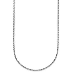Diamond2Deal Platinum Polished Solid Wheat Chain Necklace 16" to 30" (Width- 1.1 mm to 2 mm)