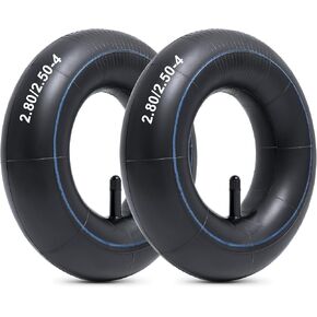 Heavy Duty 2.80/2.50-4 Thick 40% Inner Tube, 2.80-4/2.50-4 Tube with TR13 Straight Valve Stem for Hand Trucks, Utility Cart, Lawn Mowers, Wheelbarrows, Dollys, Scooters (2 Pcs)