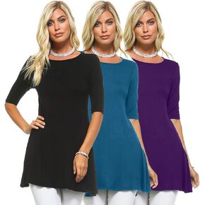 ISAAC LIEV TUNIC TUP-3 حزمة غير رسمية 3/4 الأكمام البلوزات الأساسية T TOPS TEE