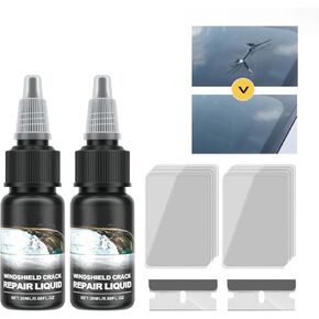 2PCS Windshield Crack Repair Kit, Windshield Repair Kit, Car Window Cracks Glass Repair Fluid for Chips and Cracks, Multifunctional Windshield Crack Repair Fluid Window Automobile Windscreen Tool