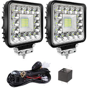 مصابيح عمل جرار LED من San-Young مقاس 4 بوصات LED 120 وات 10000 لومن 12 فولت 24 فولت شاحنة ATV UTV RV RZR قارب بيك اب عربة جولف منفاخ الثلج جيب مربع LED للطرق الوعرة القيادة العمل بقعة ضوء القرون، 10 عبوات