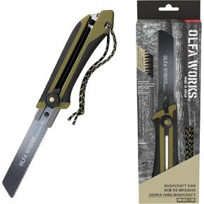 OLFA WORKS OW-BCS-1/OD Bushcraft Japanese Pull Knife, Serrated Replaceable and Retractable Carbon Tool Steel Blade, Replacement Blade: OWB-BSB-1 (Olive)